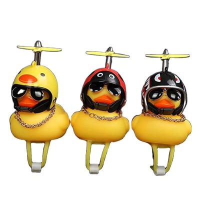 China Amazon Success Bicycle Cyling Horn Duck Toy Car Ornaments Bike Bell Yellow Rubber Ring Bicycle Horns With Headset for sale