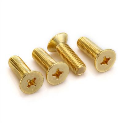 China M4 M5 M6 din 7985 Phillips Flat Head Screw brass yellow cross bolt flat head for sale