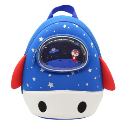 China Waterproof 2021 Fashion Children Wholesale Neoprene Waterproof Rocket School Bags Cute School Bag For Kids for sale