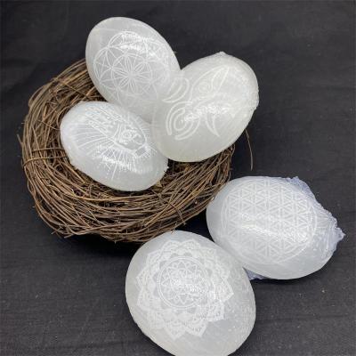 China China Wholesale Natural Gemstone People Open White Spiritual Selenite Palm Crystal Stone For Healing for sale