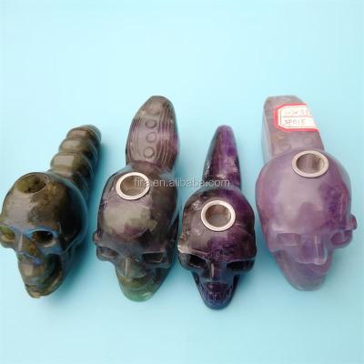 China China Hand Carved Selling Natural Crystal Quartz Smoking Pipe Weed Crystal Skull Smoking Pipe For Rock Quartz for sale