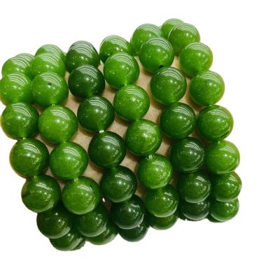 China China Green Real Jade Natural Stone Bead Bracelet Chakra Healing Crystal Bracelets Jewelry for sale