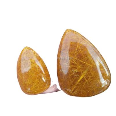 China Wholesale Romantic Rutilated Quartz Crystal Shape Rutilated Gold Pendant Necklace Wholesale Free Pendant for sale