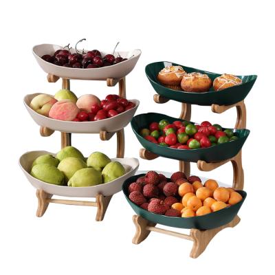 China 3-layer stocked living room Nordic household tray candy dessert tray fruit plastic style snack dried fruit tray for sale