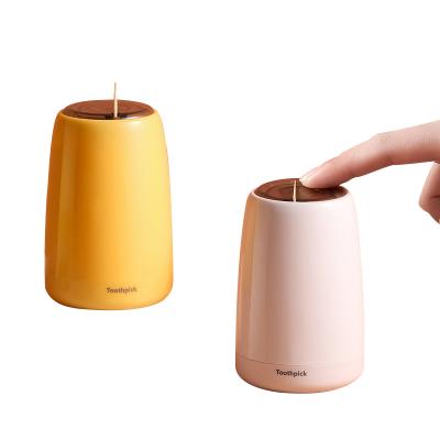 China Viable Hot Sale Household Automatic Toothpick Dispenser Amazon Gift Promotion Plastic Automatic Toothpick Holder for sale