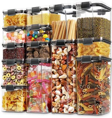 China Kitchen Food Storage 1300ml Air Tight Freshness Tight Clear Container Stackable Kitchen Storage Box With Clear Airtight Lids Organizer for sale