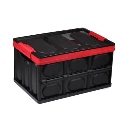 China 2021 Hot Sale Luxury Morden Amazone Hardside Stackable Foldable Heavy Duty Plastic Sold Folding Sild Storage Crate Lid With Buckle for sale