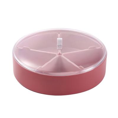 China New Arrival Snack Serving Container Candy and Nut Serving Container Round Food Storage Organizer Snack Plate Plastic Box for sale