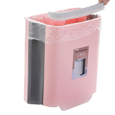 China Viable Hot Sale Plastic Kitchen Amazon Kitchen Folding Hanging Trash Bin Collapsible Mini Garbage Bin Waste Bin for sale