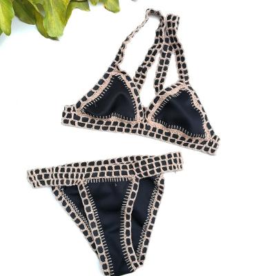 China Breathable Crochet Black Khaki Bikini Set Swimwear Sexy Triangle Swimwear New Swimwear for sale