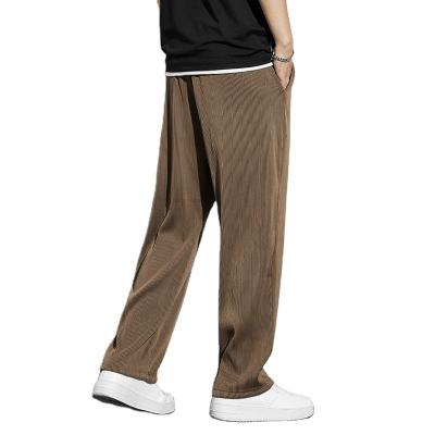 China Men's Summer Long Leg Pants Loose Slim Straight Chenille Breathable Ice Silk Men's Casual Pants for sale