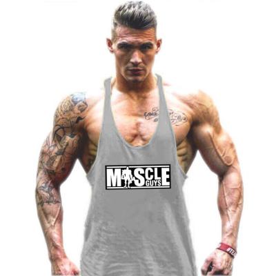 China Deep Dig Thin Strap Stringer Tank Cotton Tops Cotton Bodybuilding Breathable Exercise Fitness Men's Tank Top for sale