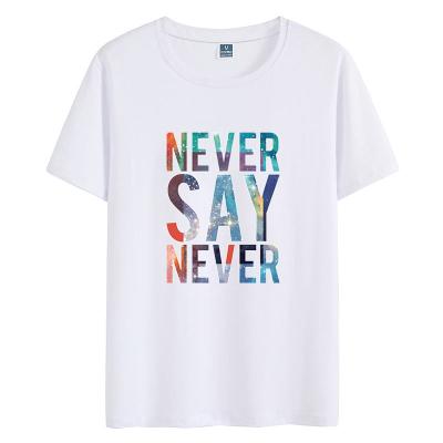 China Viable Elastic Round Letter Printing Neck T-shirt Spandex Cotton Men's Casual Short Sleeve T-shirts for sale