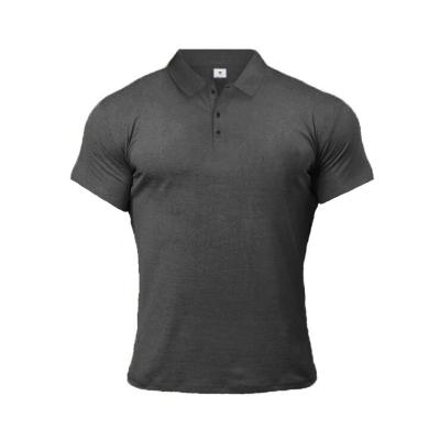 China European and American Viable Muscle Polo Shirt Summer Sports Men's Short Sleeve Polo Shirts Lapel Fitness Tights Polo Shirts for sale