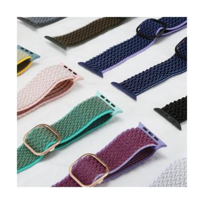 China Hot New Product 38/40mm Nylon Braided Fabric Sports Strap Single-Turn Wave Buckle Strap Suitable For Apple Strap for sale