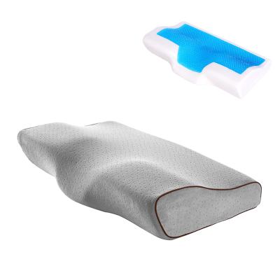 China Wholesale Anti-Static Reversible Cooling Gel Memory Foam Bed Pillow Butterfly Shaped With Nice Mesh Cover for sale