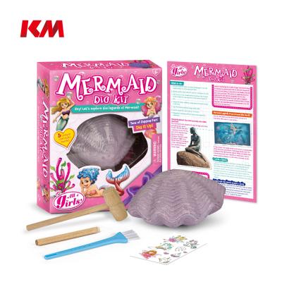 China Kid Educational Toys Dig Lovely Mermaid Sea Animal Toy Set Educational Excavation Learning STEAM Kits for sale