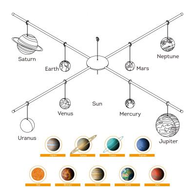 China Educational Children's DIY Toys Educational Toys Assemble Nine Educational Planet Toys Children DIY Solar System Planet Toys For Children for sale