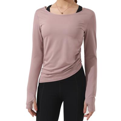 China Antibacterial Women Sleeve Long Wicking Sports Dance Ballet Exercise Gymnastics T-Shirt for sale