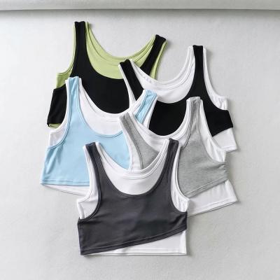 China Women Sustainable Stylish Soft Stretch Cotton Cotton Cropped Fitness Tank Tops for sale