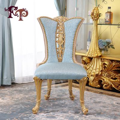 China Antique French Classic French Dining Room Furniture Solid Wood Craved Chair Armchair Gold Leaf Gilding Wooden Round Table for sale