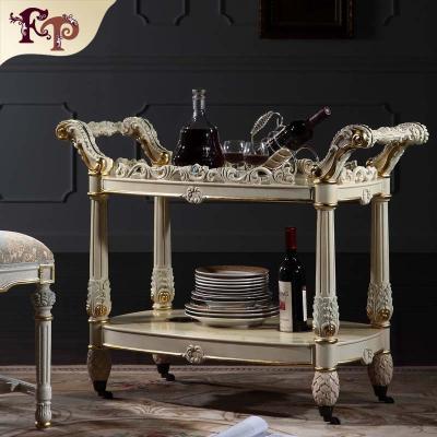 China Italian Style Dining Room Furniture Solid Wood Luxury Wine Cart Furniture for sale