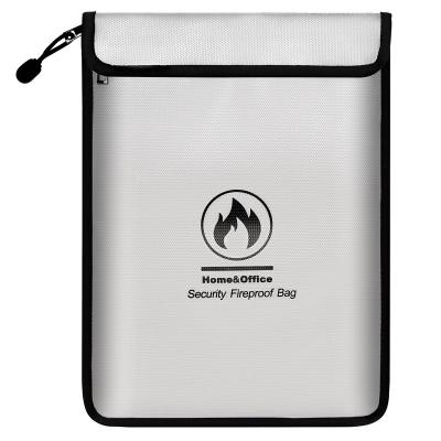 China Fiberglass Waterproof and Flame Retardant 2 Pockets Fire Proof Waterproof Document Bag Fire Retardant Safe Bag for Documents for sale