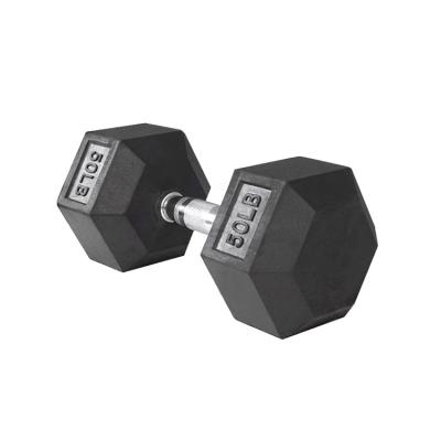 China Universal Fitness Equipment Cast Porcelain Rubber Hex Dumbbell for sale