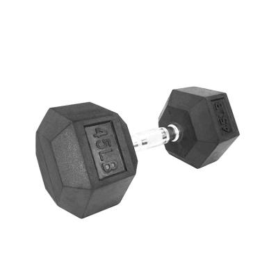 China Offers Manufacturer Good Quality Cast Iron Fitness Equipment Universal Round Head Black Rubber Dumbbell for sale