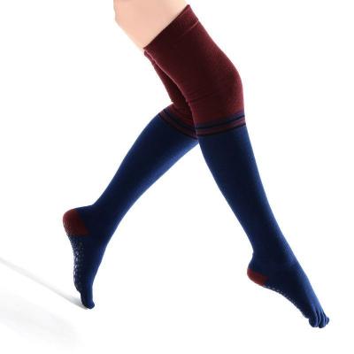 China Breathable Adult Long Thigh Stocking Five Fingers Floor Dance Calcetines Altos Deportivos Non-slip Tube Yoga Socks For Women for sale