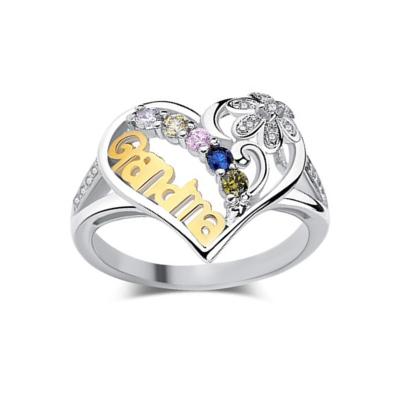 China 2021 New Fashion TRENDY Crystal Flower Ring Silver Color Ring For Women's Jewelry Heart Shaped Gift for sale