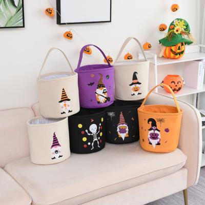 China Factory Direct Sale Sustainable Halloween Party Decoration Candy Pumpkin Pattern Bucket Storage Basket for sale