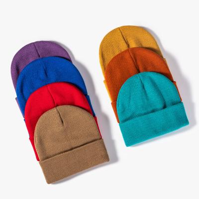 China Foldable/Cute Hot Selling Popular Hot Selling Acrylic Knitted Hat Solid Color Autumn Winter Hearing Protection Warm Hat Skiing for sale