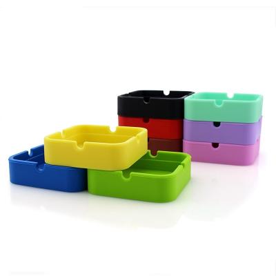 China Eco-Friendly Popular Hot Selling Silicone Anti Drop High Temperature Customizable Creative Square Portable Ashtray for sale