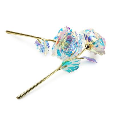 China Holiday Decoration Promotion High Quality Creative Gift Colorful 24K Gold Plated Rose Christmas Wedding Artificial Flowers for sale