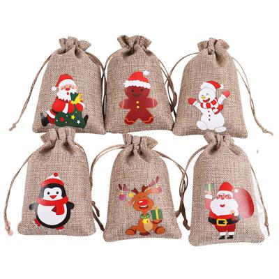 China Reusable Santa Claus Snowflake Print Beam Design Christmas Viable Decorative Travel Reusable Storage Bag for sale