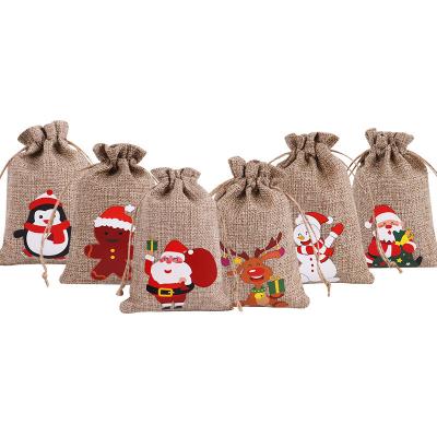 China Sustainable Popular Hot Selling Christmas Special Canvas Animal Drawstring Portable Reusable Storage Bag for sale