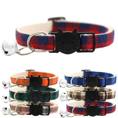 China Bells Professional Manufacturer Safety Buckle Color Grid Adjustable Pet Supplies Puppy Collar for sale