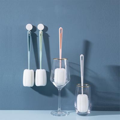 China Sustainable Cup Cleaning Long Handle Hanging Tea Cup Sponge Cup Bottom Brush for sale