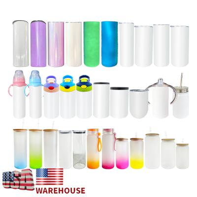 China US WAREHOUSE Viable Ready To Ship Stainless Steel Heat Transfer Sublimation 20oz Lean Tumbler With Metal Straw for sale