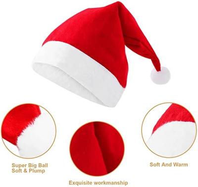 China wholesale 100% ployster stocked DIY Christmas Santa Hat Xmas Christmas Santa Claus Personalized Christmas Santa Hat for sublimation printing for sale