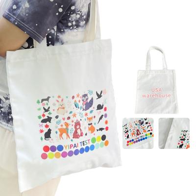 China Wholesale Disposable White 100% Blank Sublimation Polyester Canvas Shopping Tote Bags With Handle For Heat Press Printing for sale