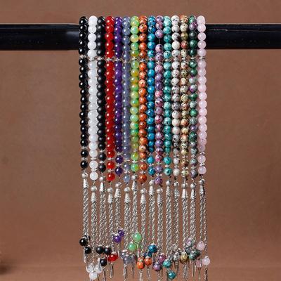 China Factory Wholesale 33 Religious Natural Crystal Muslim Hand Chain Rosary Agate Beads Islamic Handstring Prayer Beads for sale