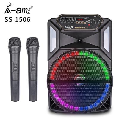 China New PORTABLE Audio Subwoofer Best Rechargeable 15 Inch Portable Speaker With Remote Control for sale