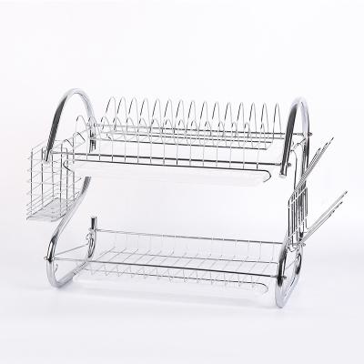 China China Supplier Wholesale Modern Two-Layer Kitchen Shelf Dishes Drain Rack For Storing Kitchen Utensils for sale