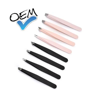 China 1-27-3 Contact Surface Custom Extra Long Private Label Eyebrow Tweezers Bulk for sale