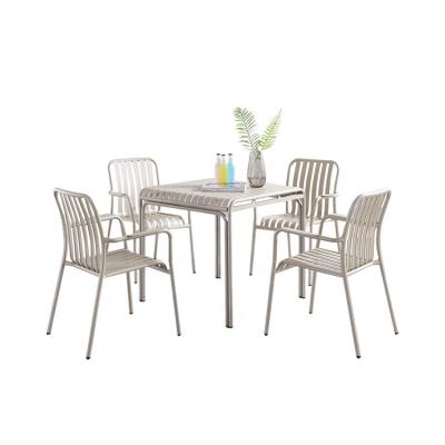 China Modern Outdoor Steel Patio Furniture Garden Table Custom Aluminum Slat Dining Chair for sale