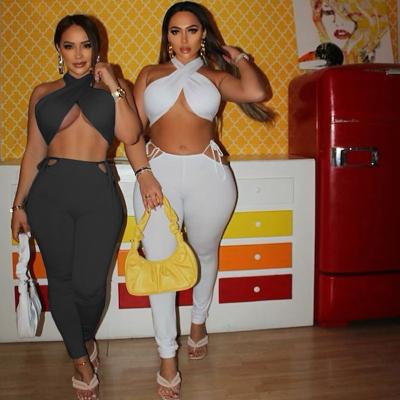 China Sexy Anti-Wrinkle Crop Backless Sleeveless Top Sweat Suits Sexy Two Piece Skirt Sets Women Sets For Women Two Piece for sale