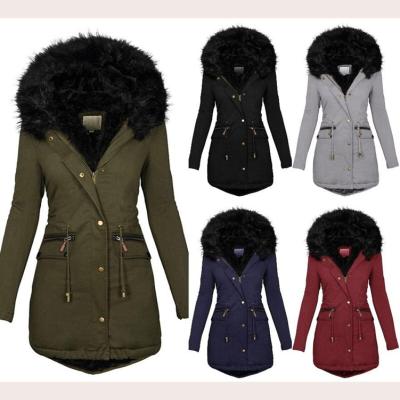 China High Quality Anti-wrinkle Amazon Women Winter Coat Plus Size Faux Fur Thicken Long Cotton Coats For Women for sale