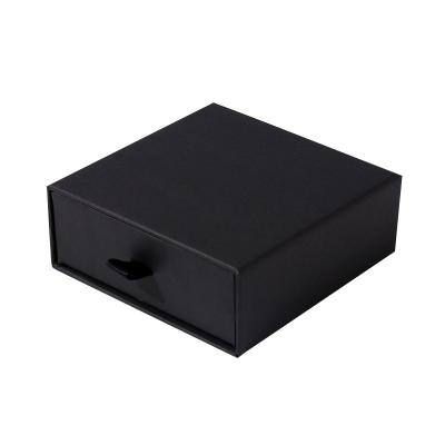 China Recycled Materials Cajas Joyeros De Pulseras Wholesale Black Luxury Packaging Boxes Slide Out Drawer Jewelry Box With Ribbon for sale